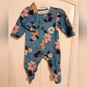 Carter's Infant Footie Sleeper & Hat, Teal/Floral Pattern, 3m